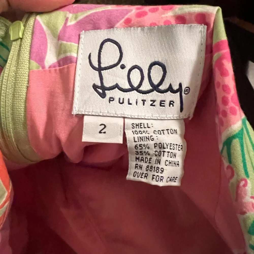 Lilly Pulitzer Dress Easter Size 2 Sabrina Printed Strapless Frog Floral - Picture 7 of 7